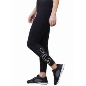 FILA High-Waisted Women's Capri Leggings Black/Multicolored Logo Size M NWOT